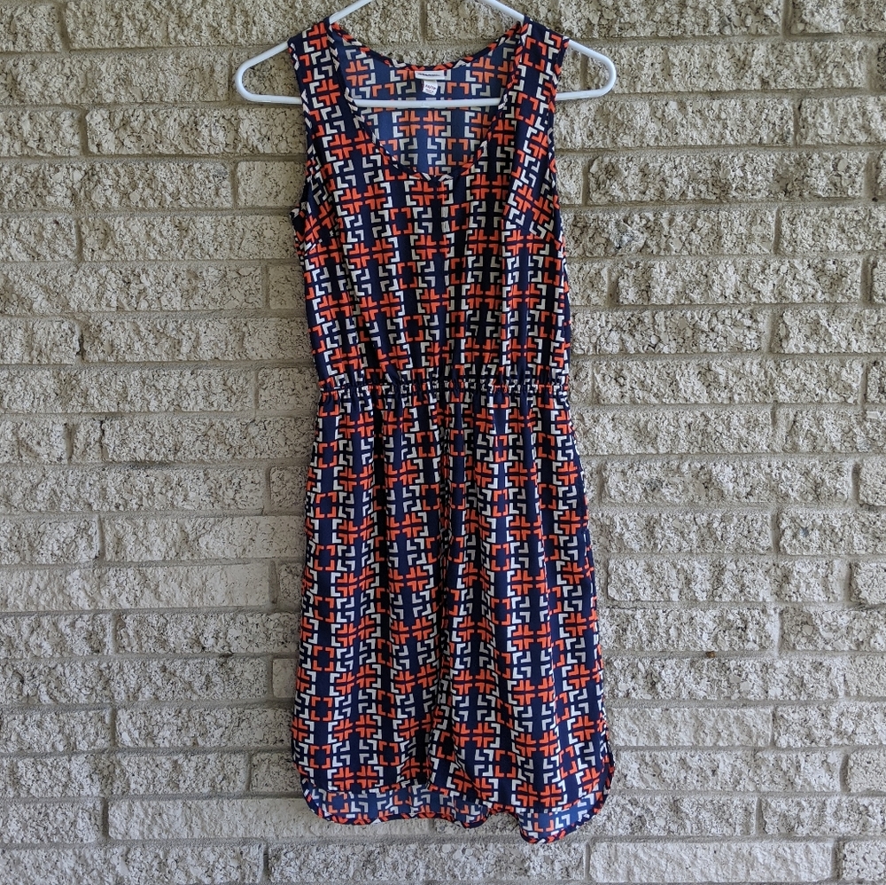Merona Blue, Orange and White Mini Dress